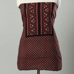 Brown - Hand Block Print Cotton 3pc Ajrakh Dress Material 35