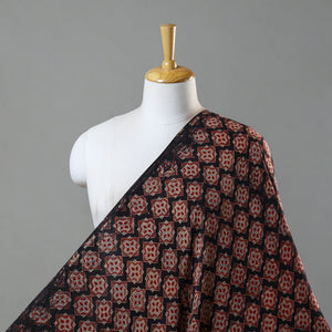 Black - Hand Block Printed Modal Silk Ajrakh Fabric 07