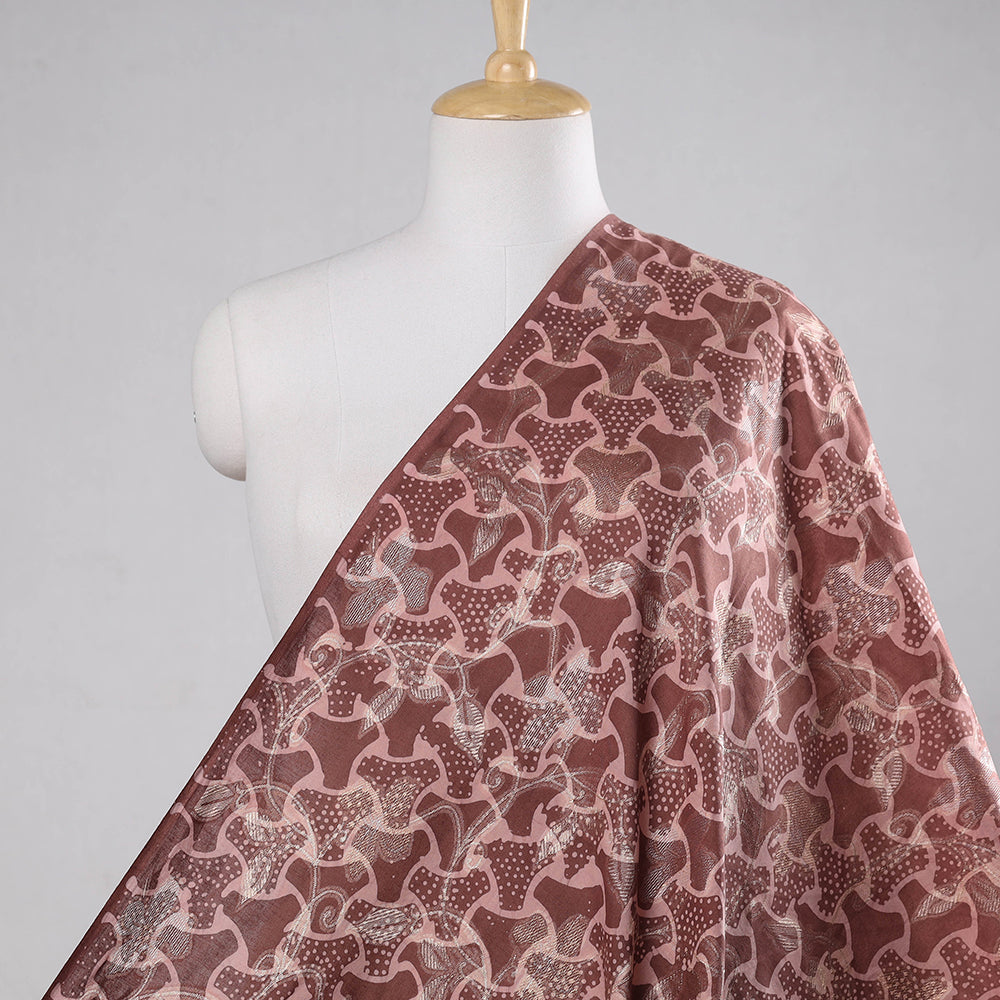 Brown - Jacquard Weave Cotton Batik Print Fabric