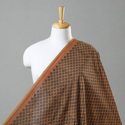 Brown - Hand Block Cotton Bagh Print Fabric 02