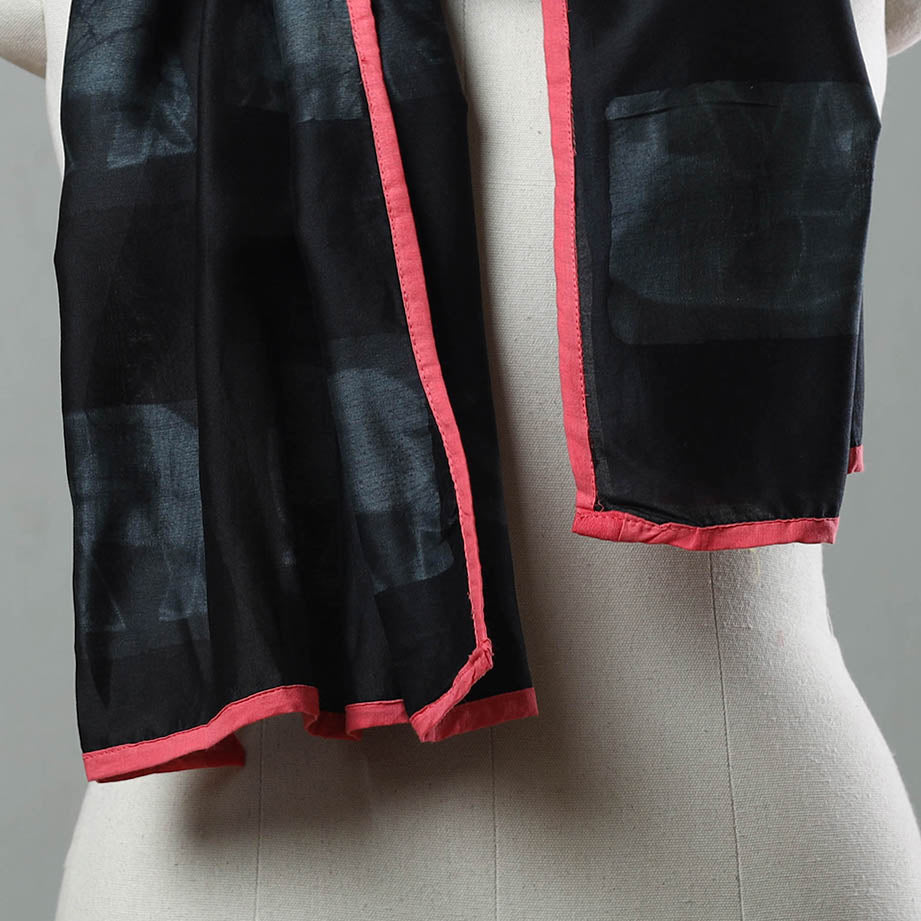 Black - Chanderi Silk Nui Shibori Tie & Dye Stole 11