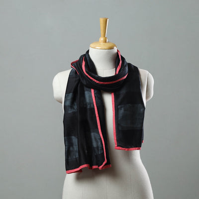 Black - Chanderi Silk Nui Shibori Tie & Dye Stole 11