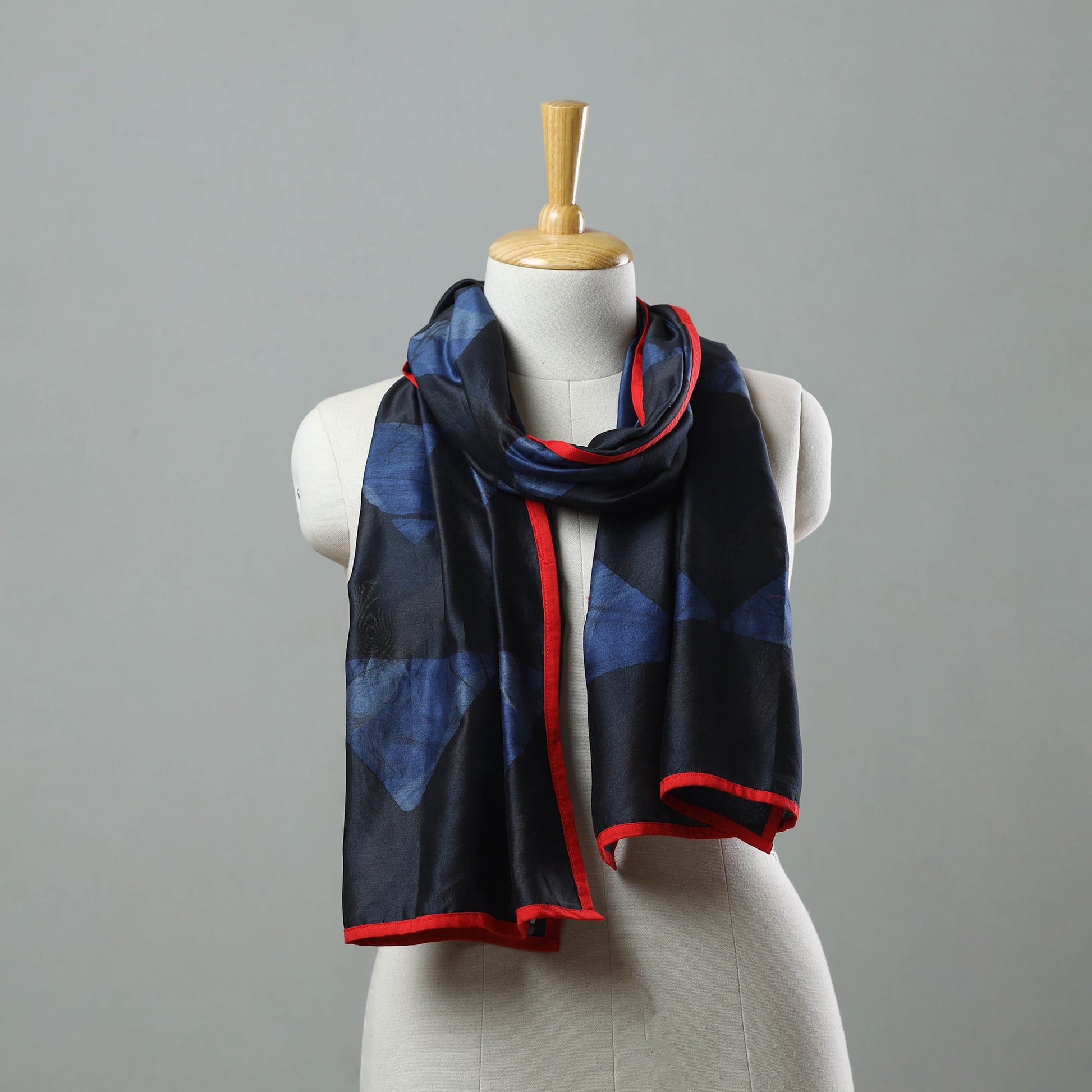 Black - Chanderi Silk Nui Shibori Tie & Dye Stole 09