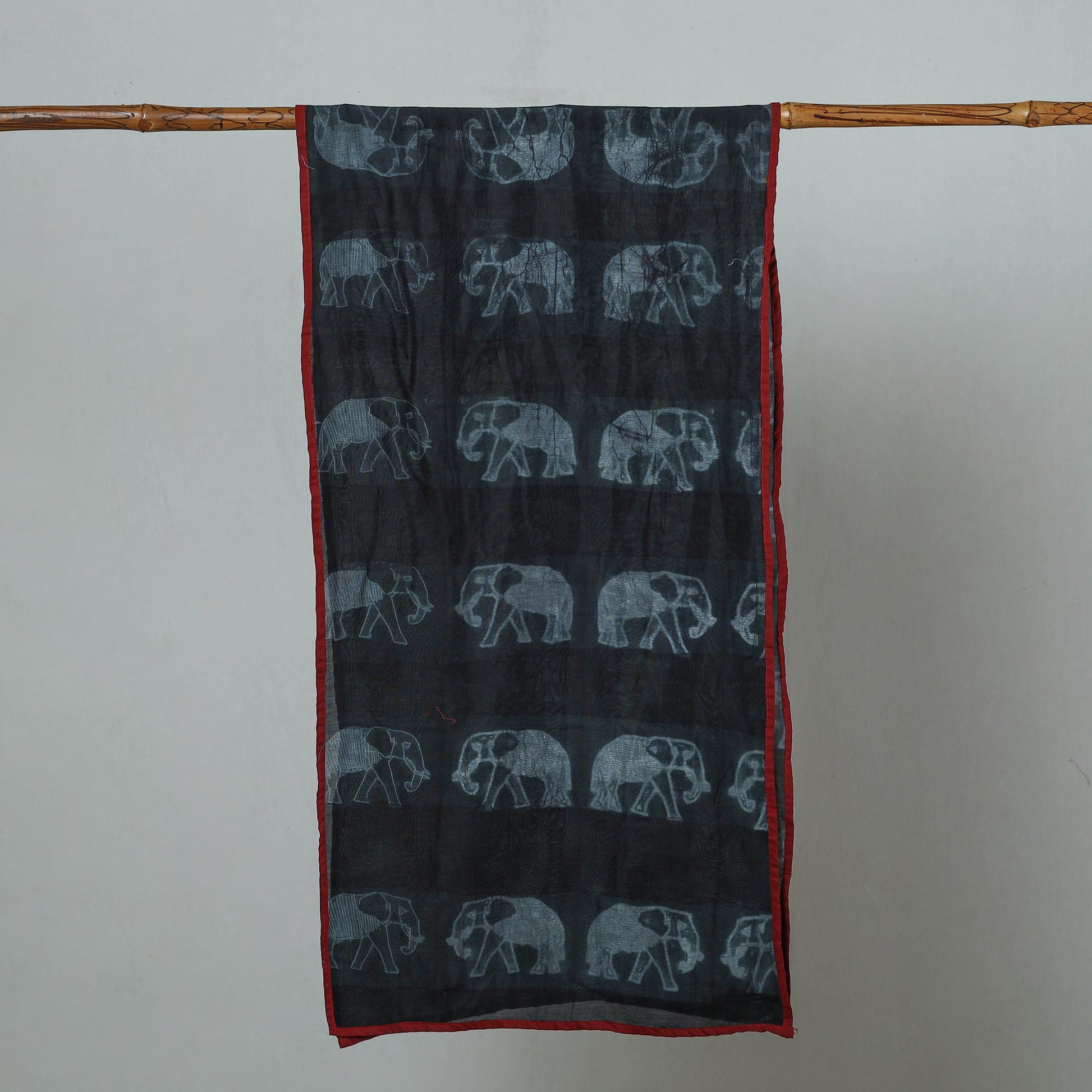 Black - Chanderi Silk Nui Shibori Tie & Dye Stole 01