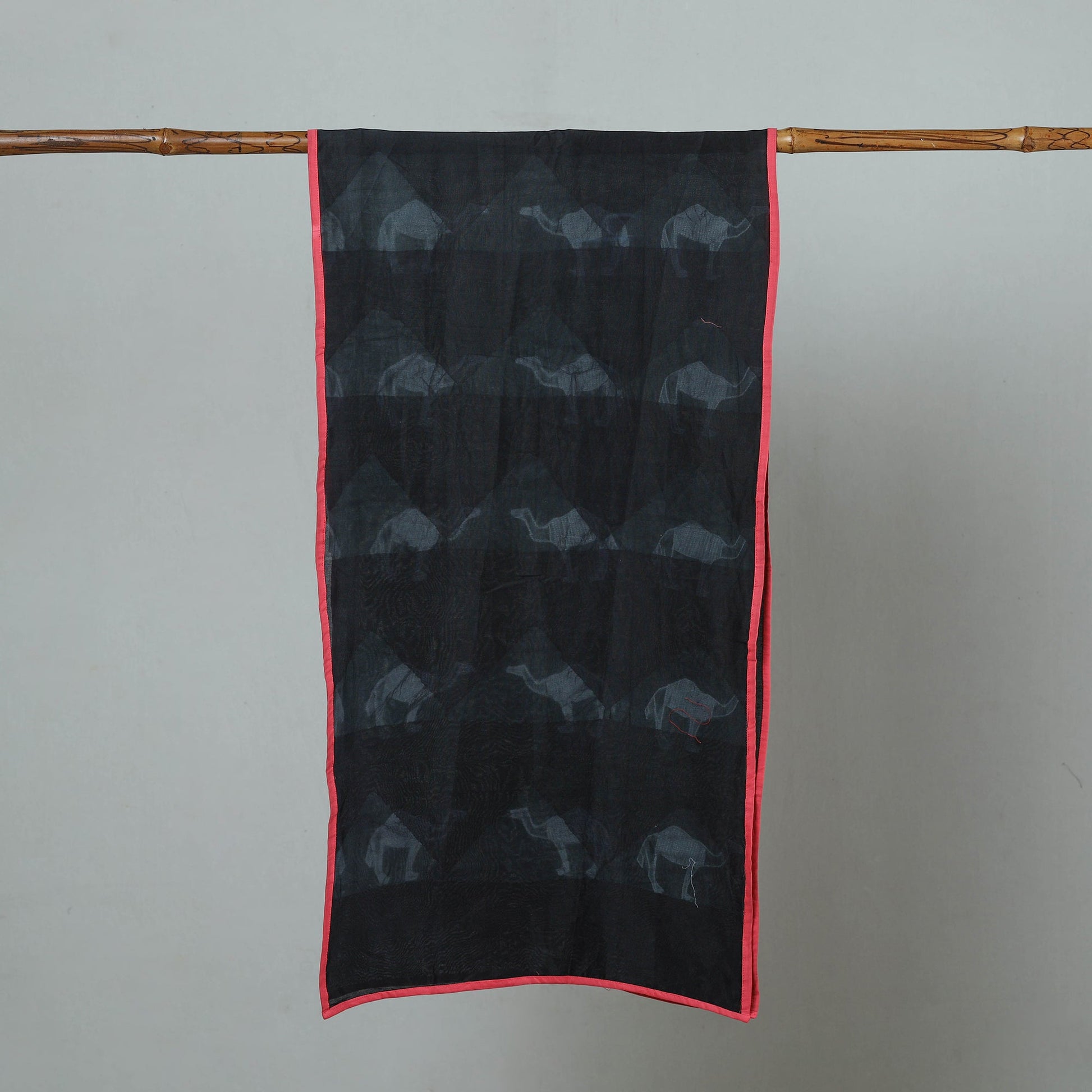 Black - Chanderi Silk Nui Shibori Tie & Dye Stole 03