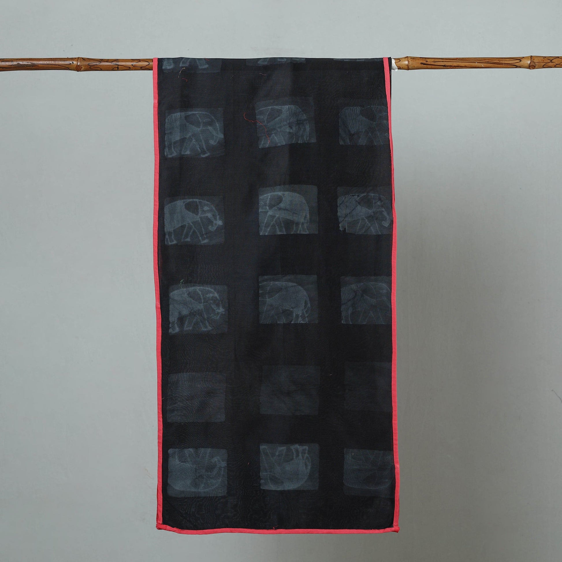 Black - Chanderi Silk Nui Shibori Tie & Dye Stole 11