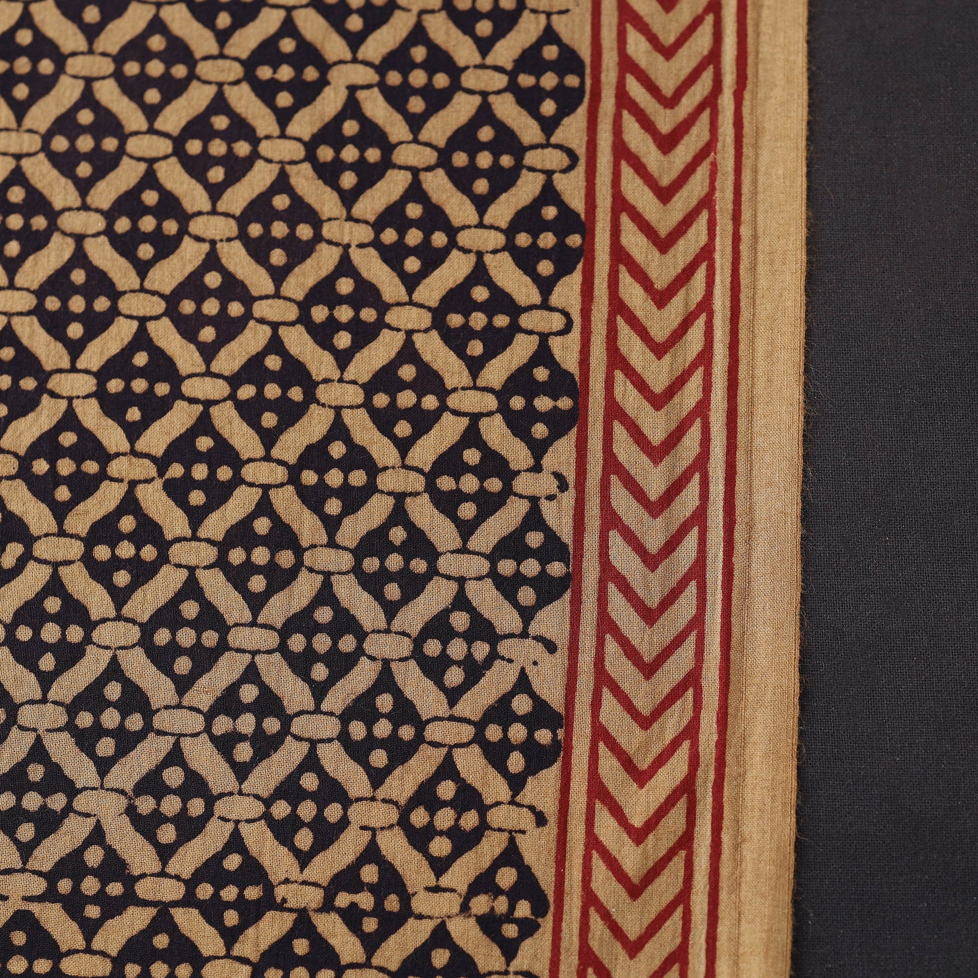 Brown - Hand Block Cotton Bagh Print Fabric 02