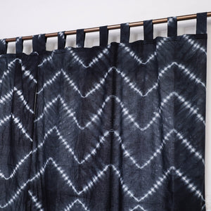 Black - Tie & Dye Cotton Shibori Curtain for Window (Set of 2) 36