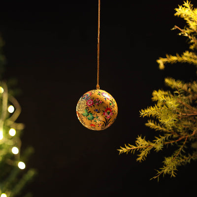 Ball - Kashmir Handpainted Christmas Ornament 04