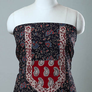 Black - Block Printed Cotton Ajrakh Kurta Material (2.7 meter) 03