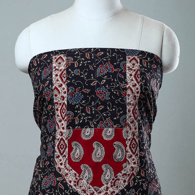 Black - Block Printed Cotton Ajrakh Kurta Material (2.7 meter) 03