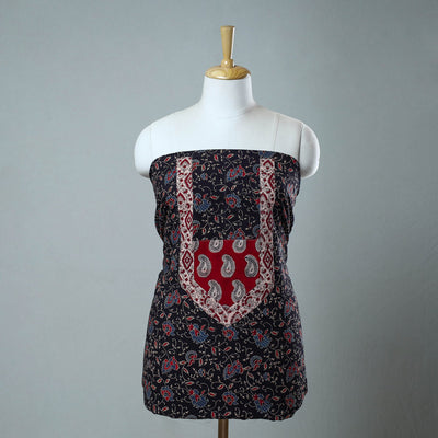 Black - Block Printed Cotton Ajrakh Kurta Material (2.7 meter) 03