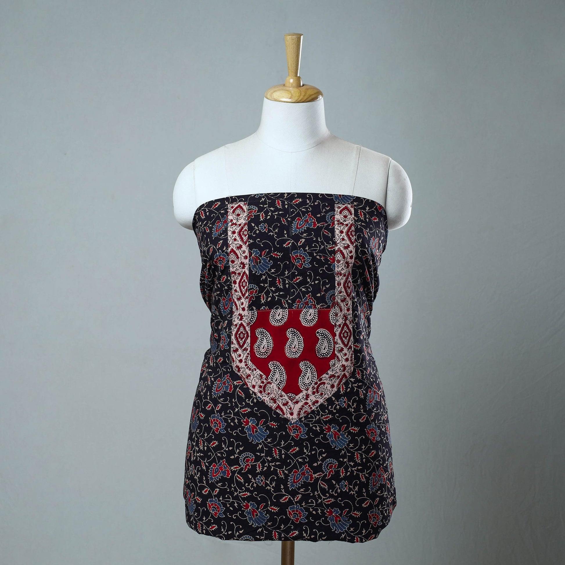 Black - Block Printed Cotton Ajrakh Kurta Material (2.7 meter) 03