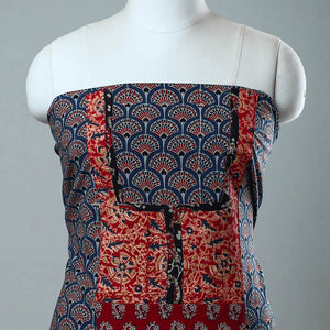 Blue - Block Printed Cotton Ajrakh Kurta Material (2.8 meter) 04