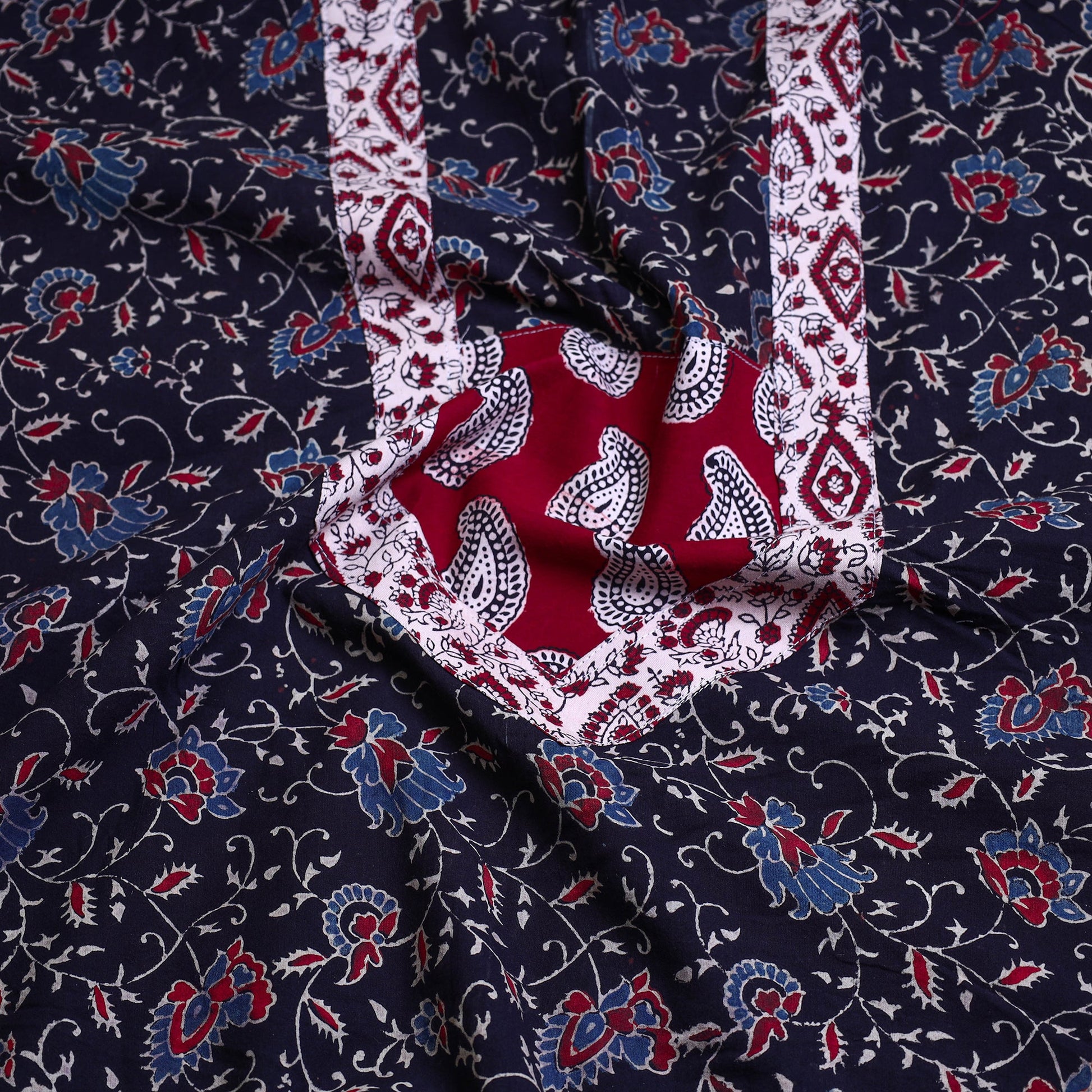 Black - Block Printed Cotton Ajrakh Kurta Material (2.7 meter) 03