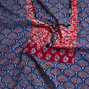 Blue - Block Printed Cotton Ajrakh Kurta Material (2.8 meter) 04