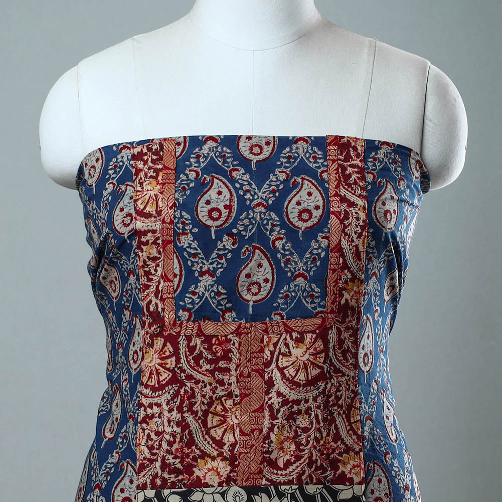 Blue - Block Printed Cotton Ajrakh Kurta Material (2.9 meter) 09