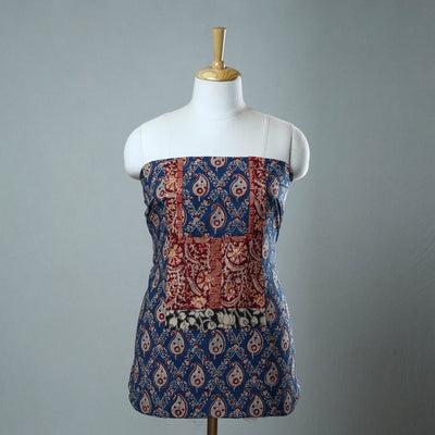 Blue - Block Printed Cotton Ajrakh Kurta Material (2.9 meter) 09