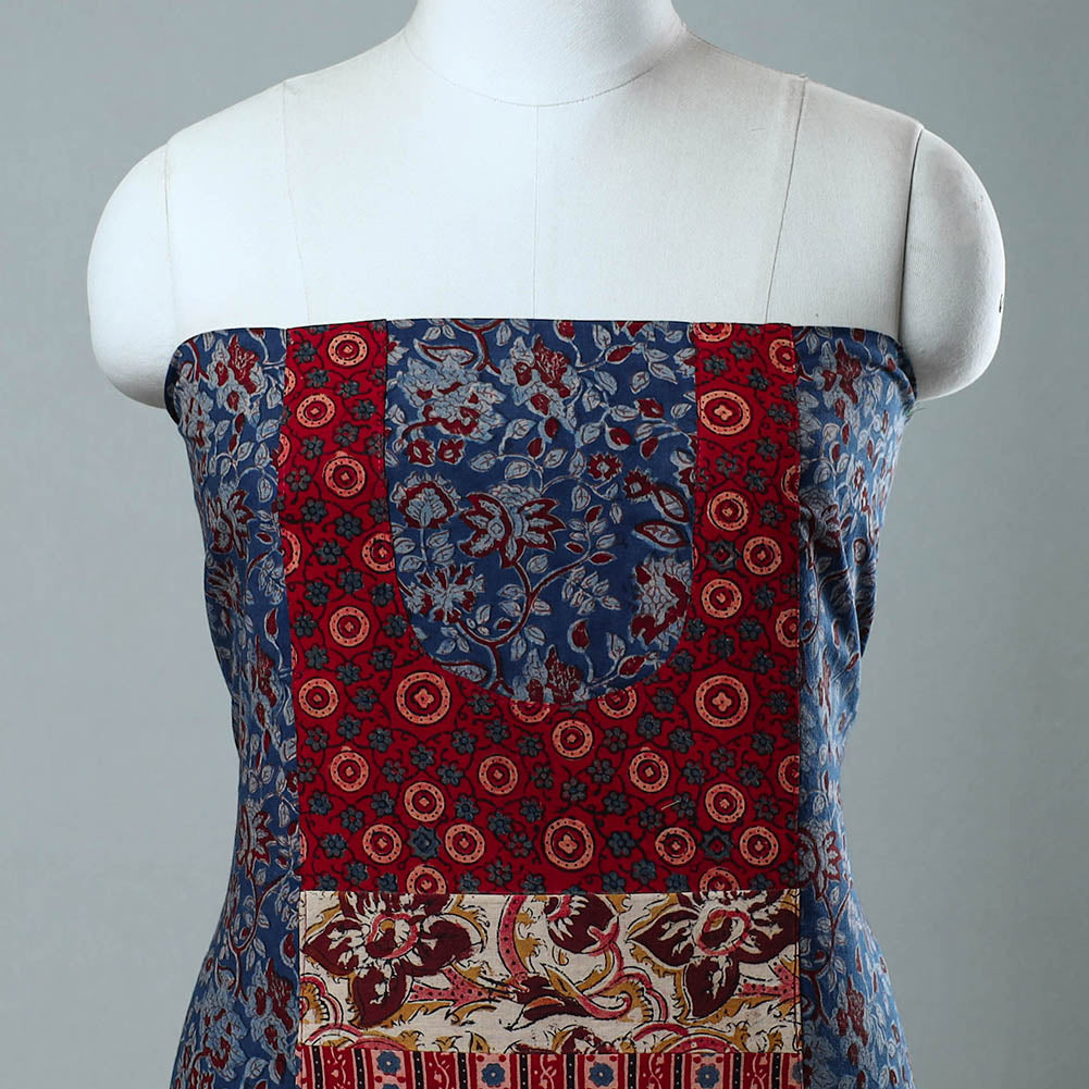 Blue - Block Printed Cotton Ajrakh Kurta Material (2.5 meter) 12