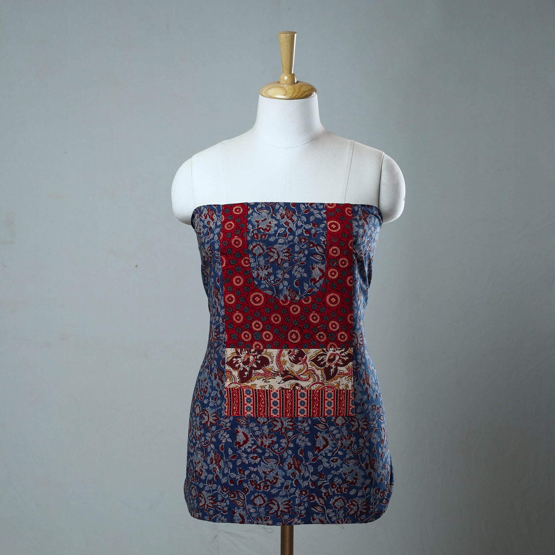Blue - Block Printed Cotton Ajrakh Kurta Material (2.5 meter) 12