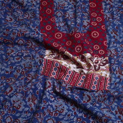 Blue - Block Printed Cotton Ajrakh Kurta Material (2.5 meter) 12