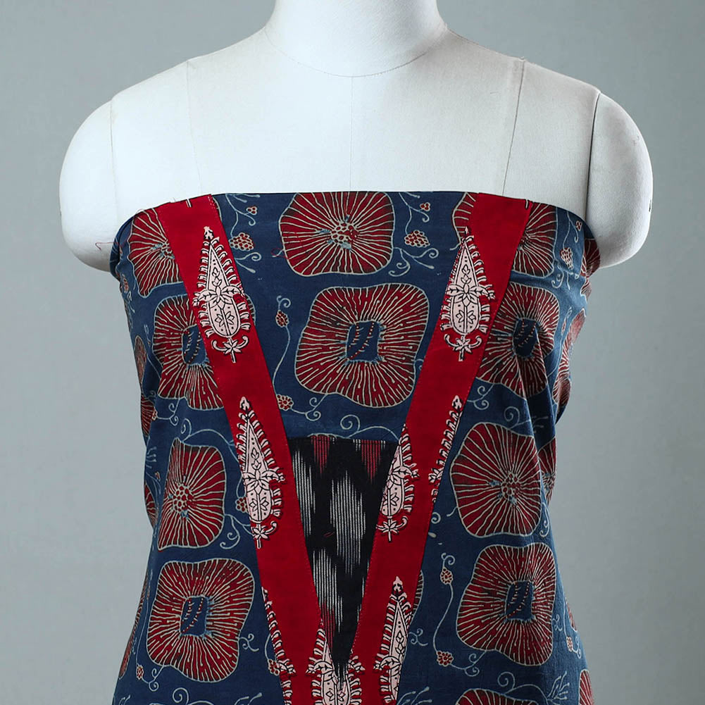 Blue - Block Printed Cotton Ajrakh Kurta Material (2.7 meter) 15