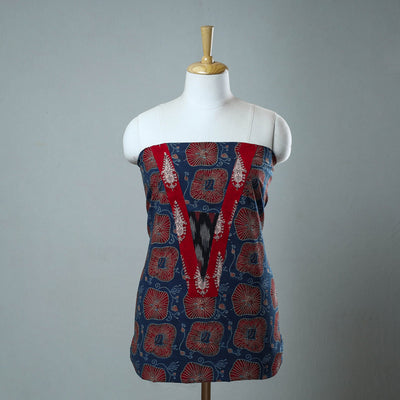 Blue - Block Printed Cotton Ajrakh Kurta Material (2.7 meter) 15