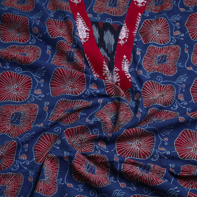 Blue - Block Printed Cotton Ajrakh Kurta Material (2.7 meter) 15