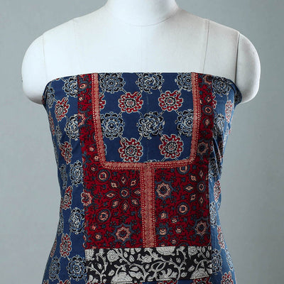 Blue - Block Printed Cotton Ajrakh Kurta Material (2.7 meter) 18