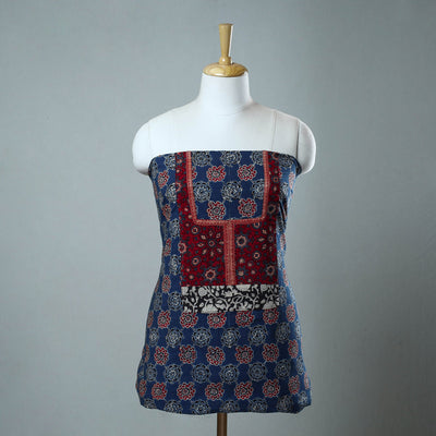 Blue - Block Printed Cotton Ajrakh Kurta Material (2.7 meter) 18
