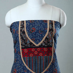 Blue - Block Printed Cotton Ajrakh Kurta Material (2.6 meter) 24