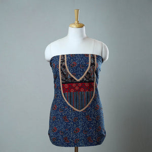 Blue - Block Printed Cotton Ajrakh Kurta Material (2.6 meter) 24