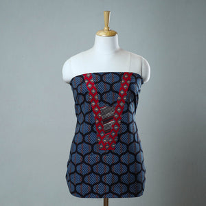 Blue - Block Printed Cotton Ajrakh Kurta Material (2.5 meter) 29