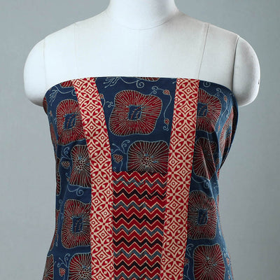 Blue - Block Printed Cotton Ajrakh Kurta Material (2.5 meter) 30