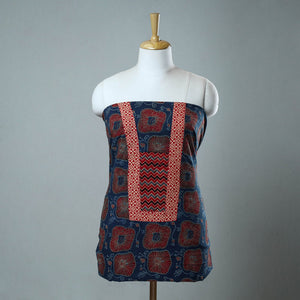 Blue - Block Printed Cotton Ajrakh Kurta Material (2.5 meter) 30