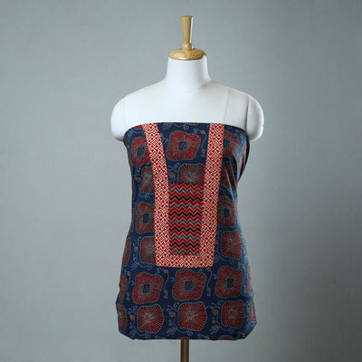 Blue - Block Printed Cotton Ajrakh Kurta Material (2.5 meter) 30