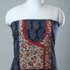 Blue - Block Printed Cotton Ajrakh Kurta Material (2.8 meter) 32