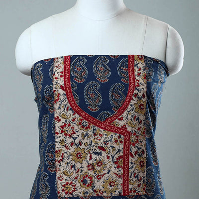 Blue - Block Printed Cotton Ajrakh Kurta Material (2.8 meter) 32