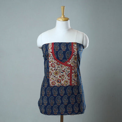 Blue - Block Printed Cotton Ajrakh Kurta Material (2.8 meter) 32