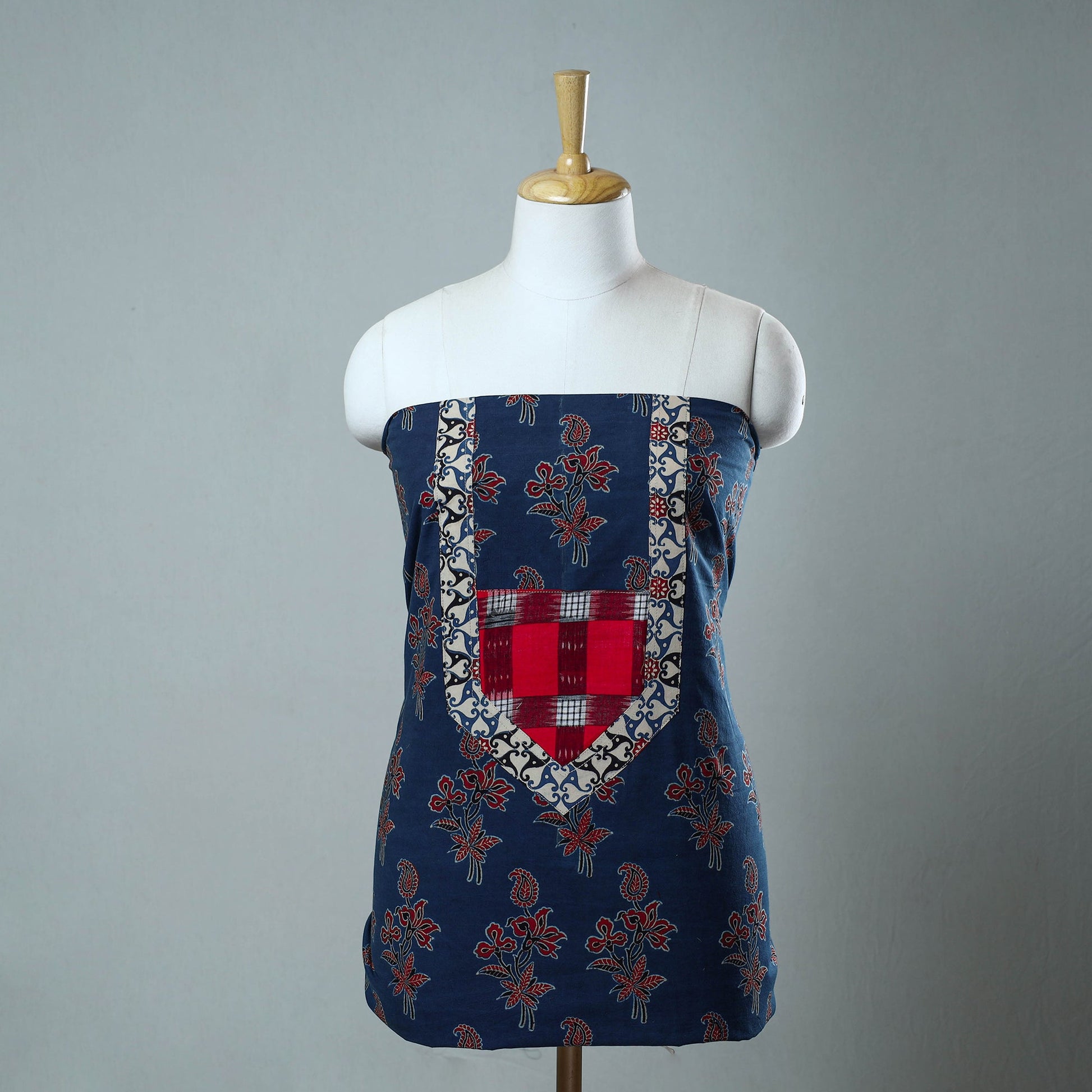 Blue - Block Printed Cotton Ajrakh Kurta Material (2.8 meter) 33