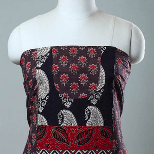 Brown - Block Printed Cotton Ajrakh Kurta Material (2.7 meter) 34