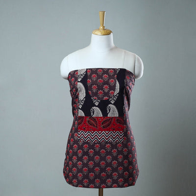 Brown - Block Printed Cotton Ajrakh Kurta Material (2.7 meter) 34