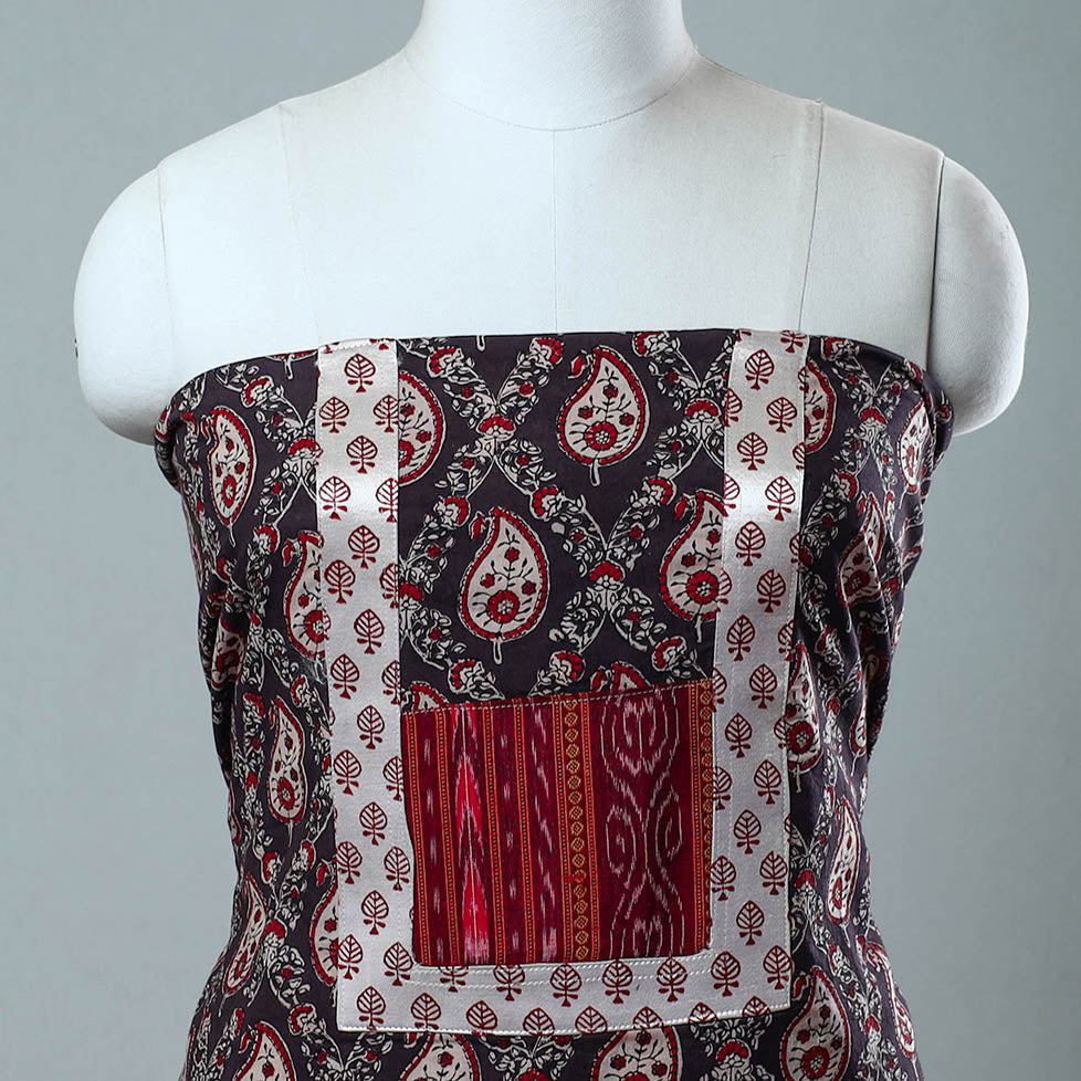 Brown - Block Printed Cotton Ajrakh Kurta Material (2.7 meter) 35