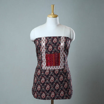 Brown - Block Printed Cotton Ajrakh Kurta Material (2.7 meter) 35