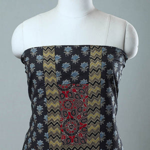 Black - Block Printed Cotton Ajrakh Kurta Material (2.6 meter) 39