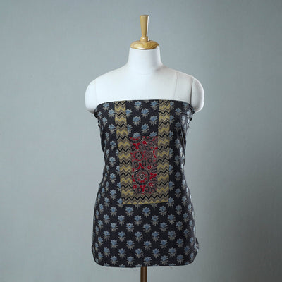 Black - Block Printed Cotton Ajrakh Kurta Material (2.6 meter) 39