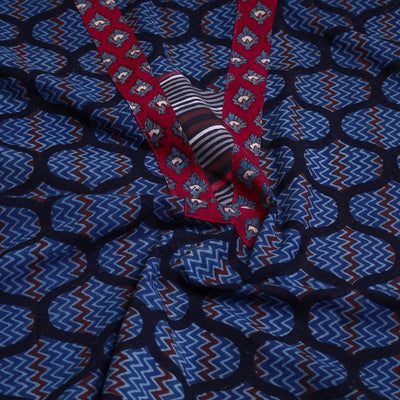Blue - Block Printed Cotton Ajrakh Kurta Material (2.5 meter) 29