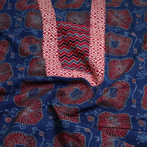 Blue - Block Printed Cotton Ajrakh Kurta Material (2.5 meter) 30