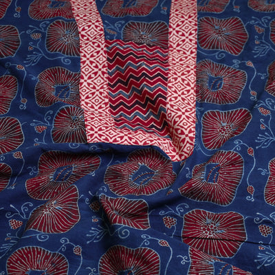 Blue - Block Printed Cotton Ajrakh Kurta Material (2.5 meter) 30