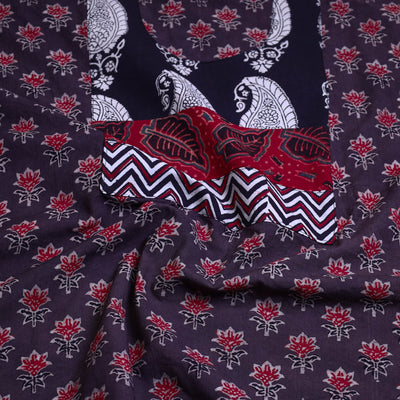 Brown - Block Printed Cotton Ajrakh Kurta Material (2.7 meter) 34